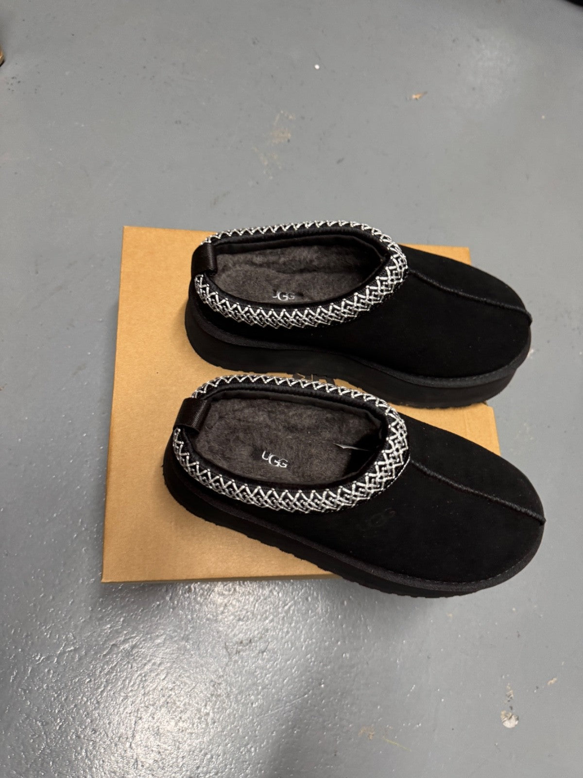 UGG Tazz Black Platform Suede Slippers - All Sizes
