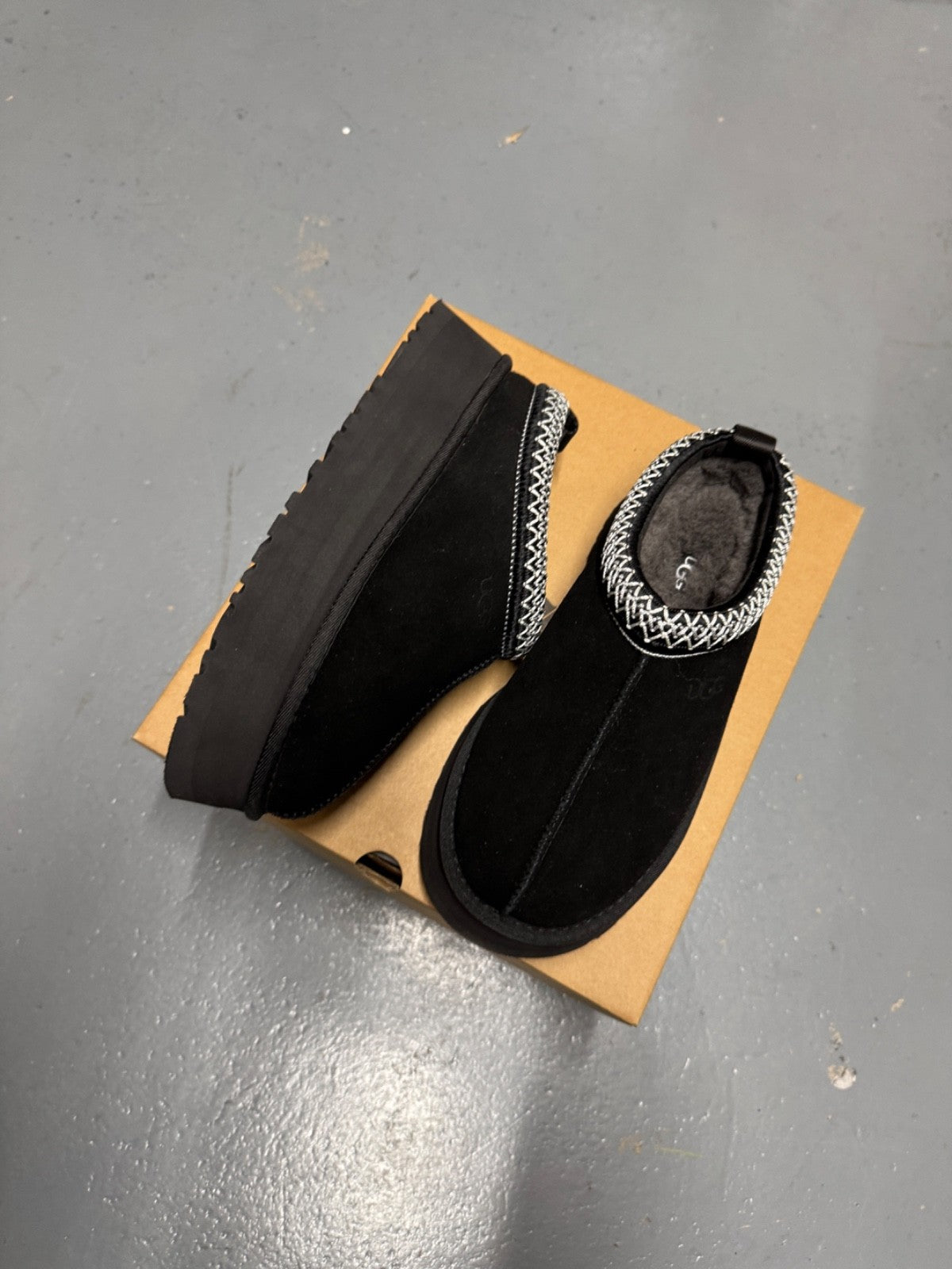 UGG Tazz Black Platform Suede Slippers - All Sizes