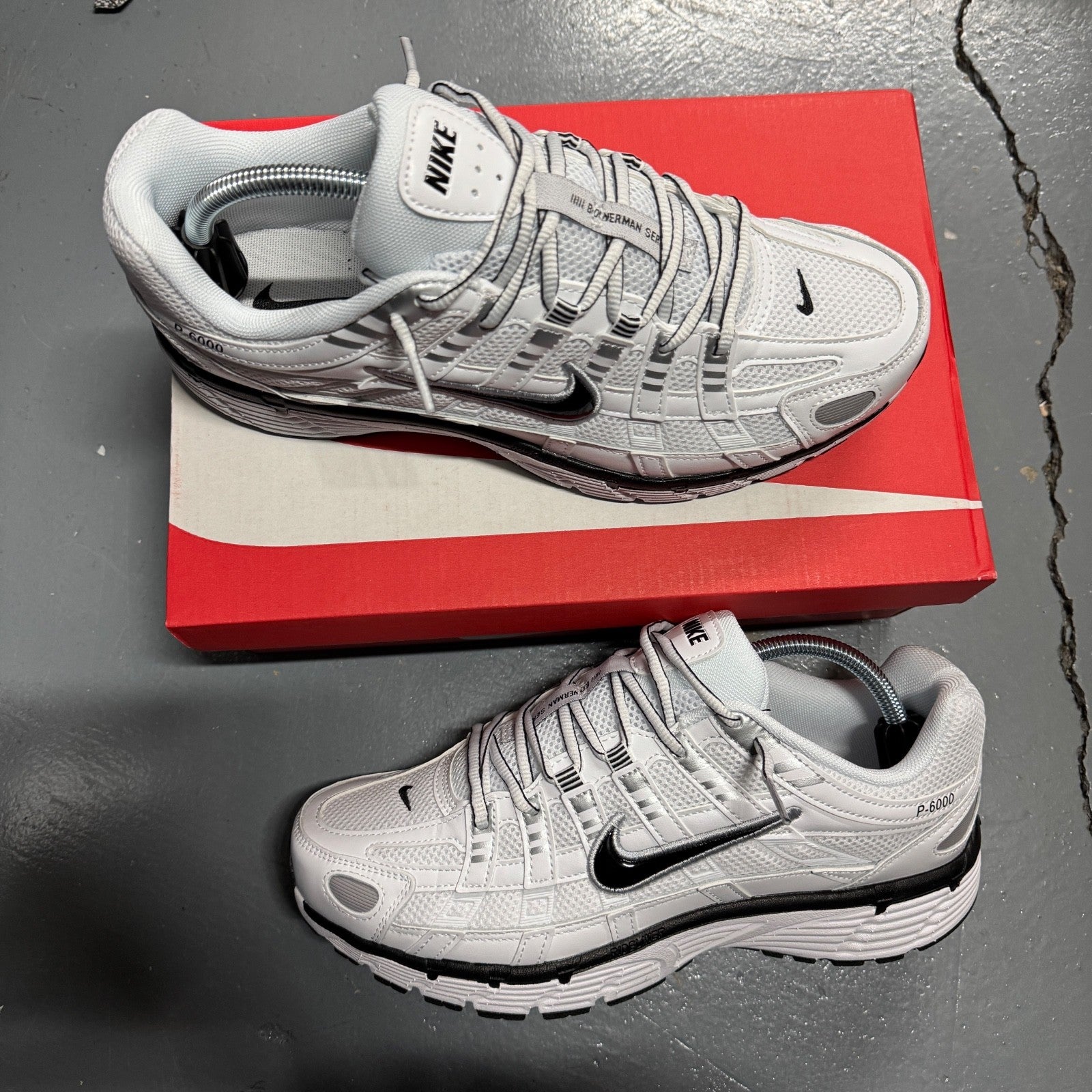 Nike P-6000 White Black Metallic Silver P6000 - All Sizes