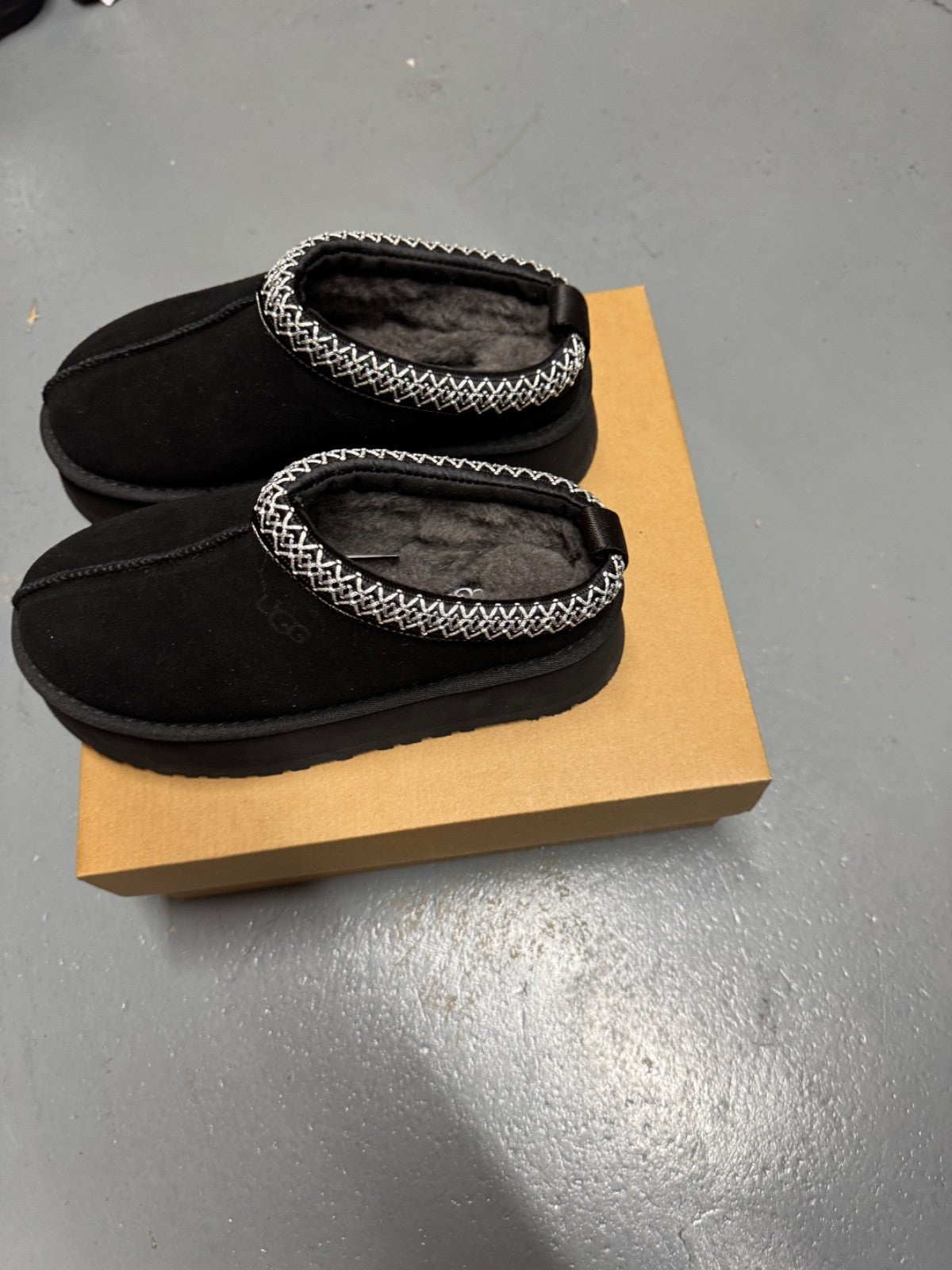 UGG Tazz Black Platform Suede Slippers - All Sizes