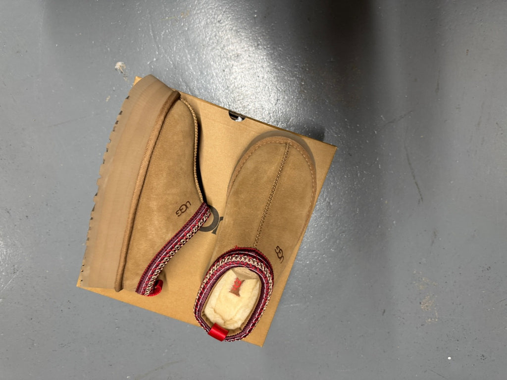 UGG Tazz Chestnut Suede Platform Slippers - All Sizes