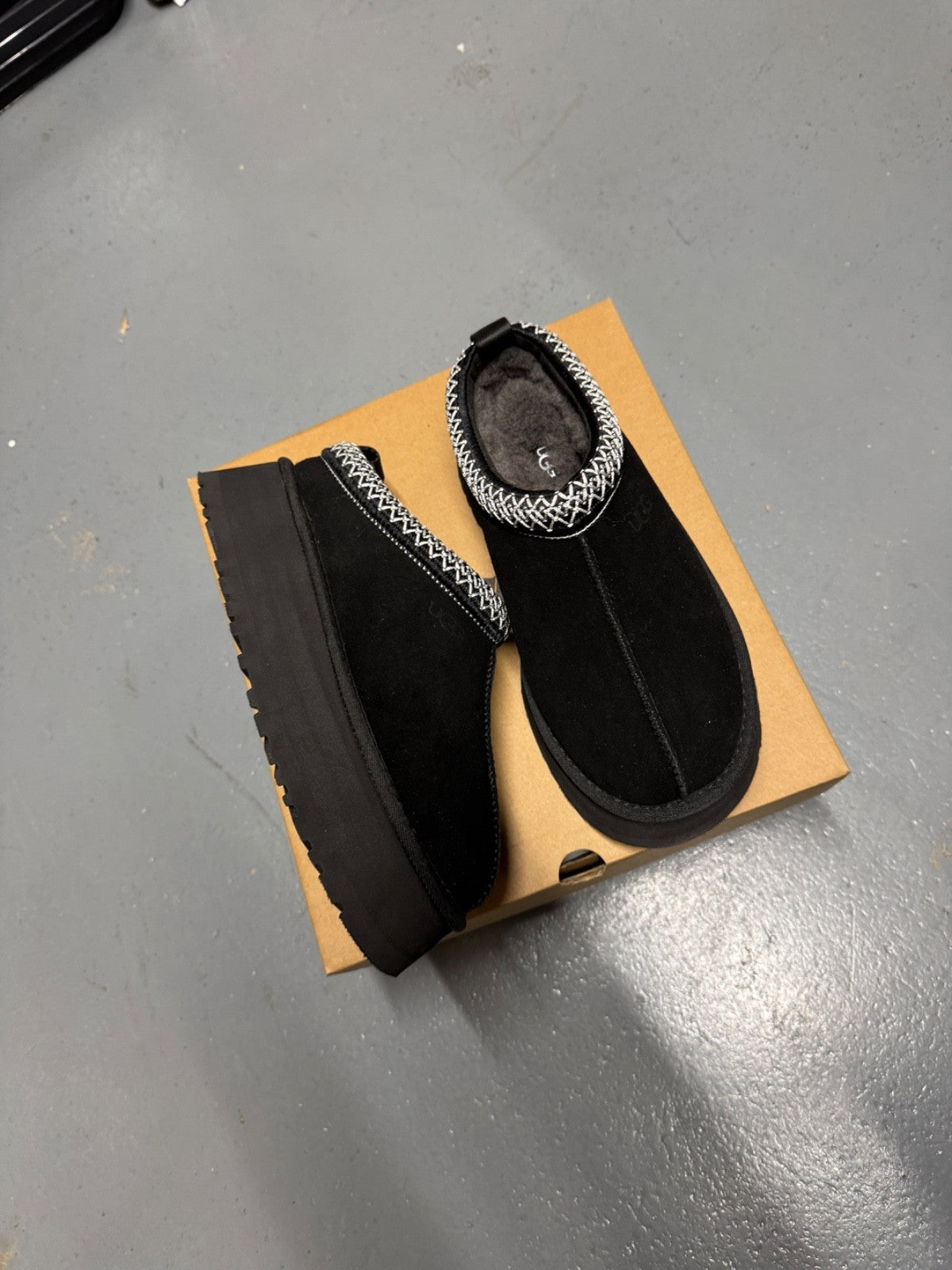 UGG Tazz Black Platform Suede Slippers - All Sizes
